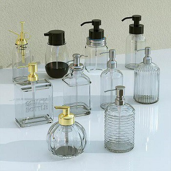 different shape of glass soap dispenser