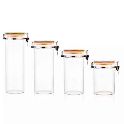 glass canister with bamboo lid