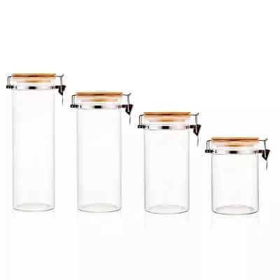 glass canister with bamboo lid