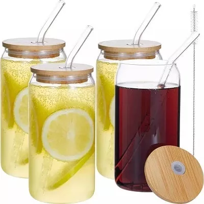 glass cups with lids bulk