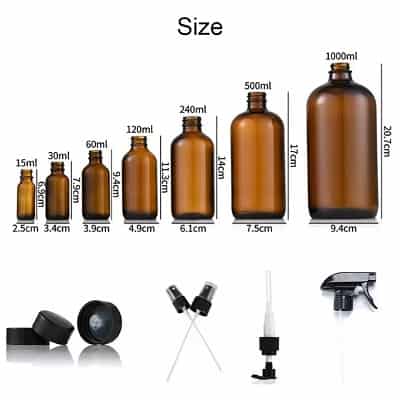 size of glass spray bottles bulk
