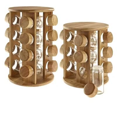 bamboo rack with spice jar