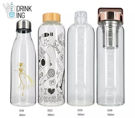glass water bottle with bamboo lid wholesale
