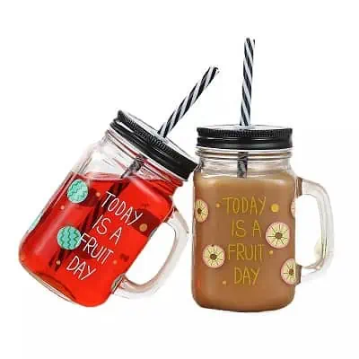 personalized mason jars with lids and straws