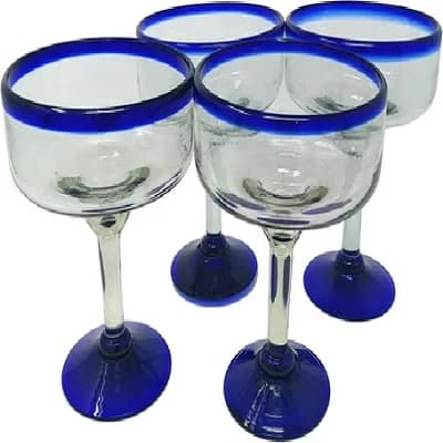 mexican glassware blue rim bulk
