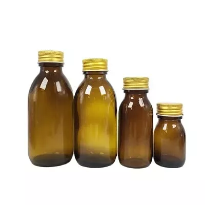 amber round medicine liquid bottles
