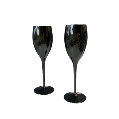 black champagne glasses